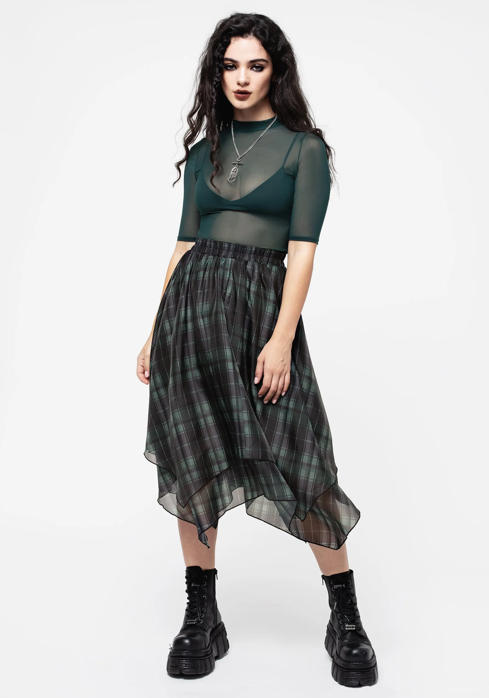 Checkmate Layered Organza Handkerchief Hem Skirt All Season Wear Lightweight Fabric
