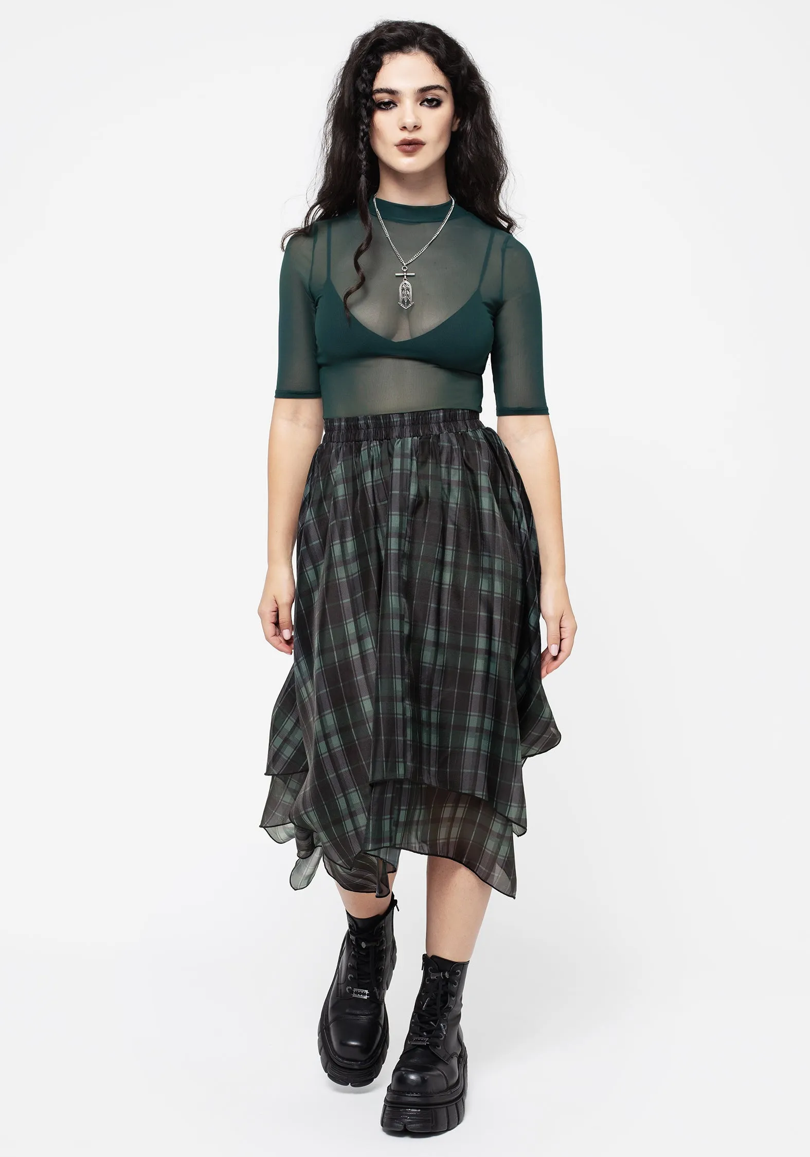 Checkmate Layered Organza Handkerchief Hem Skirt Cozy Outfit