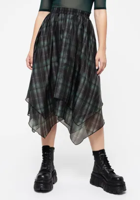 Checkmate Layered Organza Handkerchief Hem Skirt Midi length Reimagined Classic