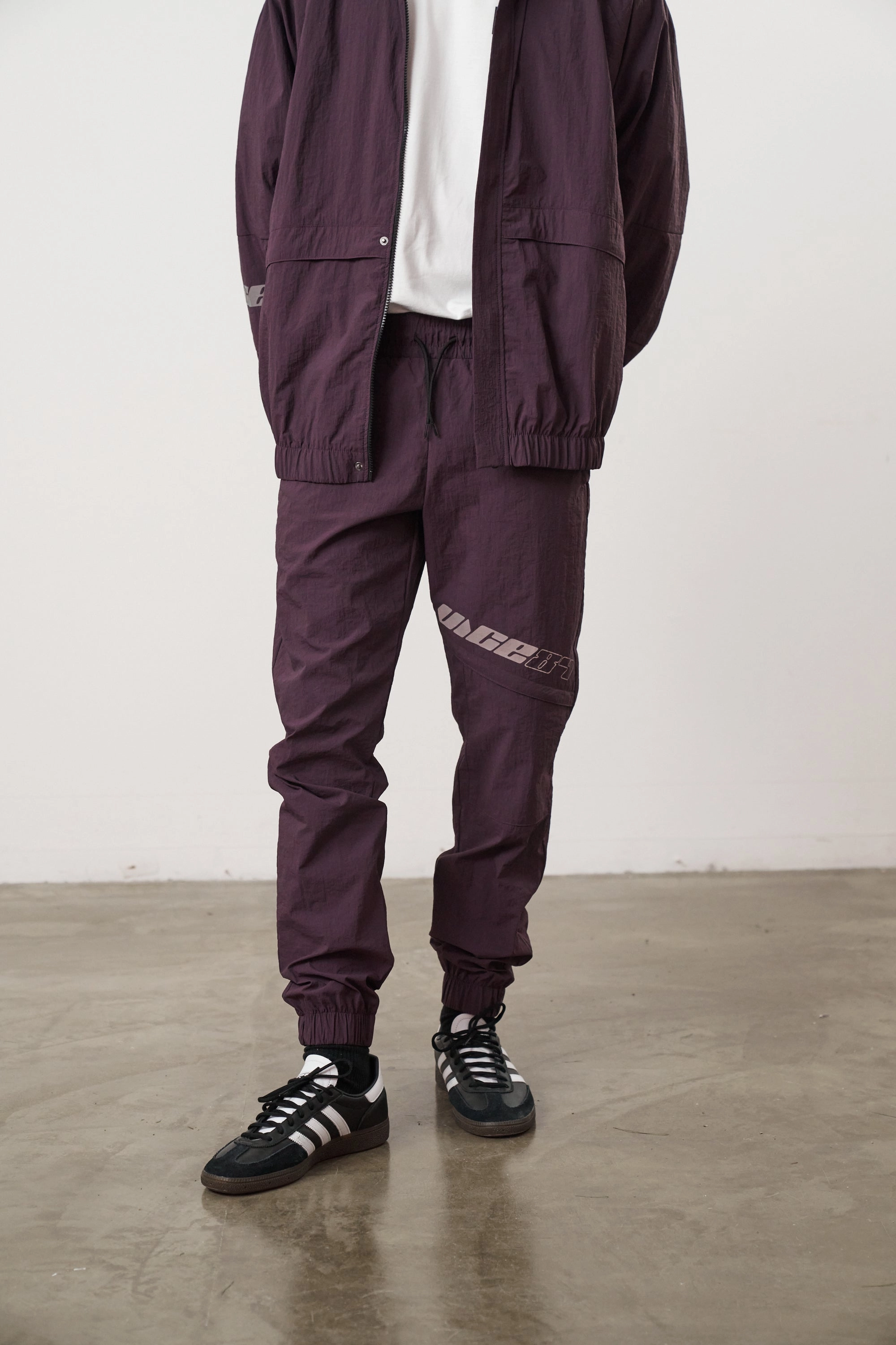 Vice 84 'Reflective Racer' Nylon Track Pants - Burgundy Outdoor Activity Work Essential