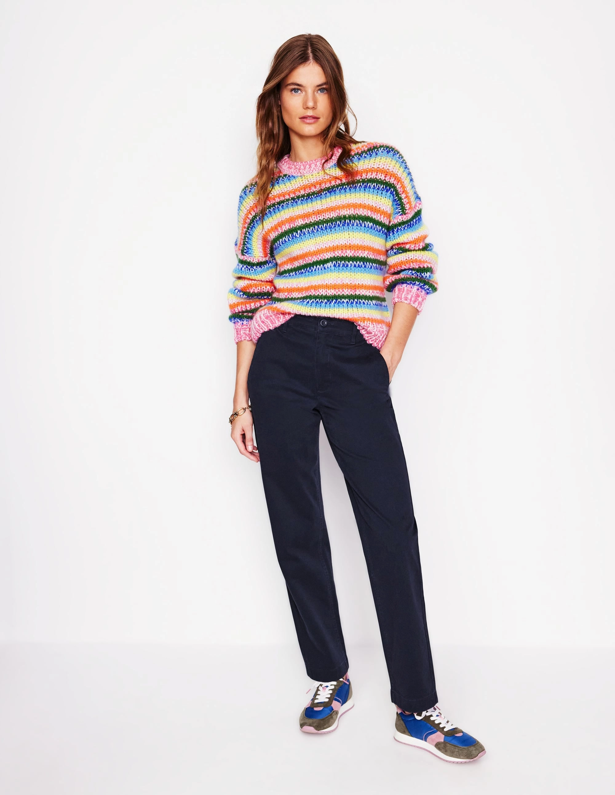 Barnsbury Chino Trousers-Navy Sleek Fit Padded hips