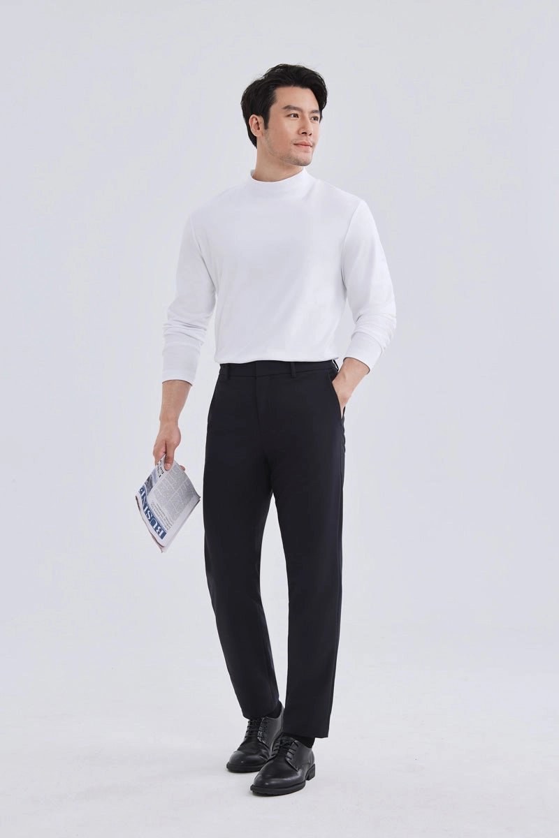 Urban Streetwear LightweightBlend HeatGuard Mock Neck Long Sleeve T-Shirt | White WH001Z