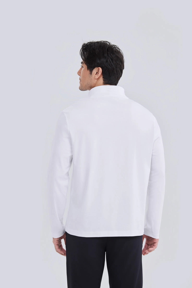 Easy-to-Style Top Leather combination HeatGuard Mock Neck Long Sleeve T-Shirt | White WH001Z