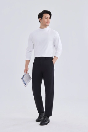 Urban Streetwear LightweightBlend HeatGuard Mock Neck Long Sleeve T-Shirt | White WH001Z
