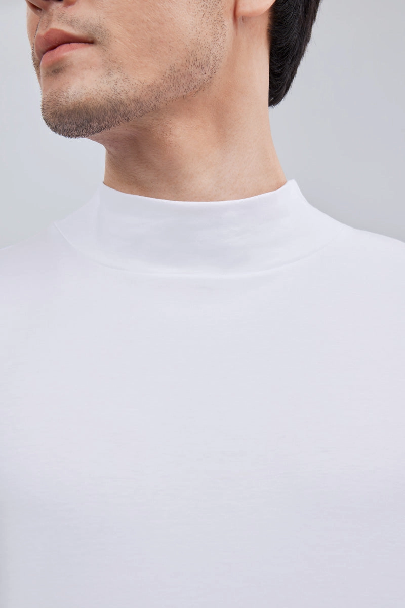 Classic timelessness High-End Quality HeatGuard Mock Neck Long Sleeve T-Shirt | White WH001Z