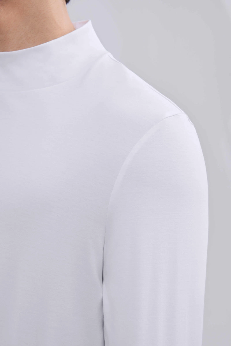 HeatGuard Mock Neck Long Sleeve T-Shirt | White WH001Z SeamlessSidePanels Chill Vibes
