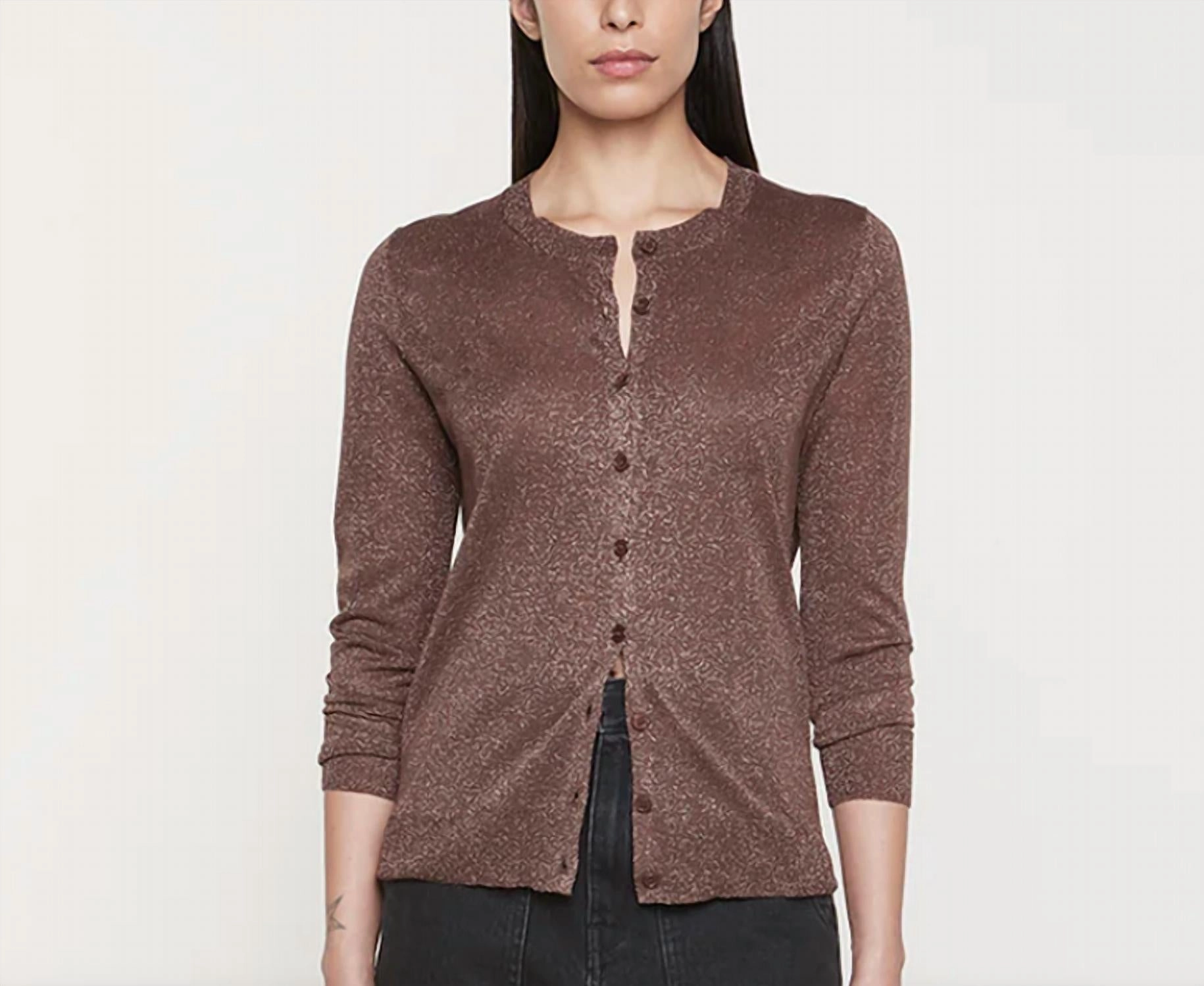 Fashionable Layering Relaxed Silhouette Lam Knitted Cardigan In Espresso