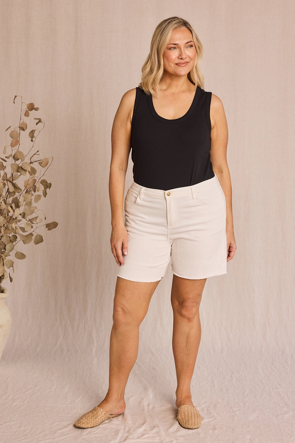 Water resistant coating Adrift Denim Cut Off Shorts in White