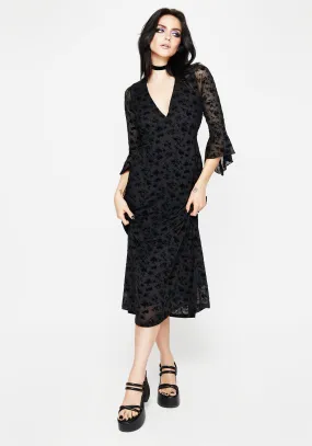 Magnetic-Closure Conduit Floral Mesh Layered Midaxi Dress