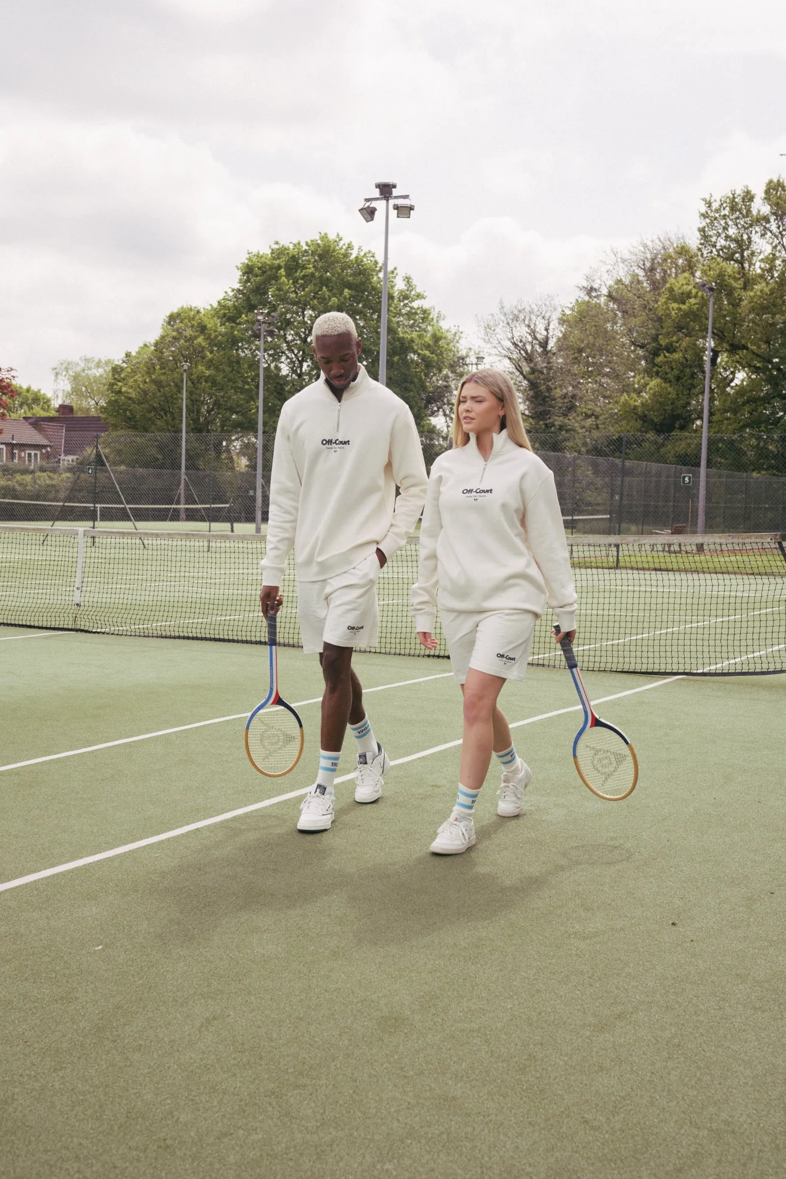 All Season Knit Snuggly Feel Vice 84 'Off-Court GSM' 1/4 Zip Sweater - Ecru