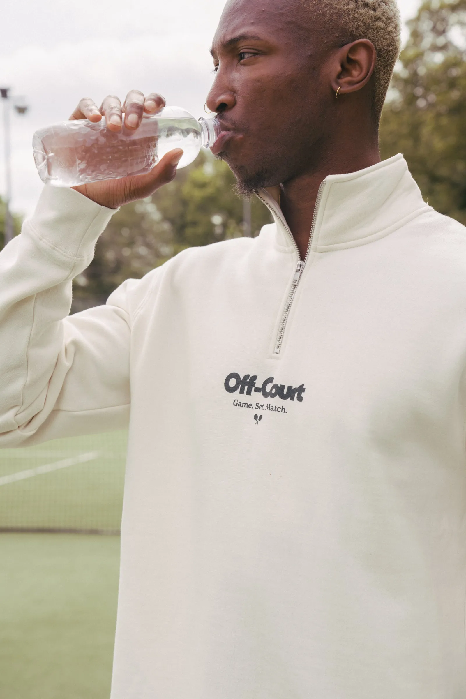 Flexible Design Vice 84 'Off-Court GSM' 1/4 Zip Sweater - Ecru