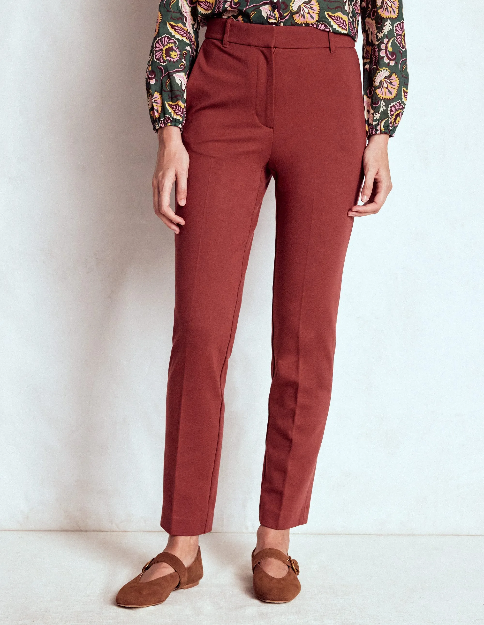 Durable Seams Highgate Ponte Trousers-Chestnut