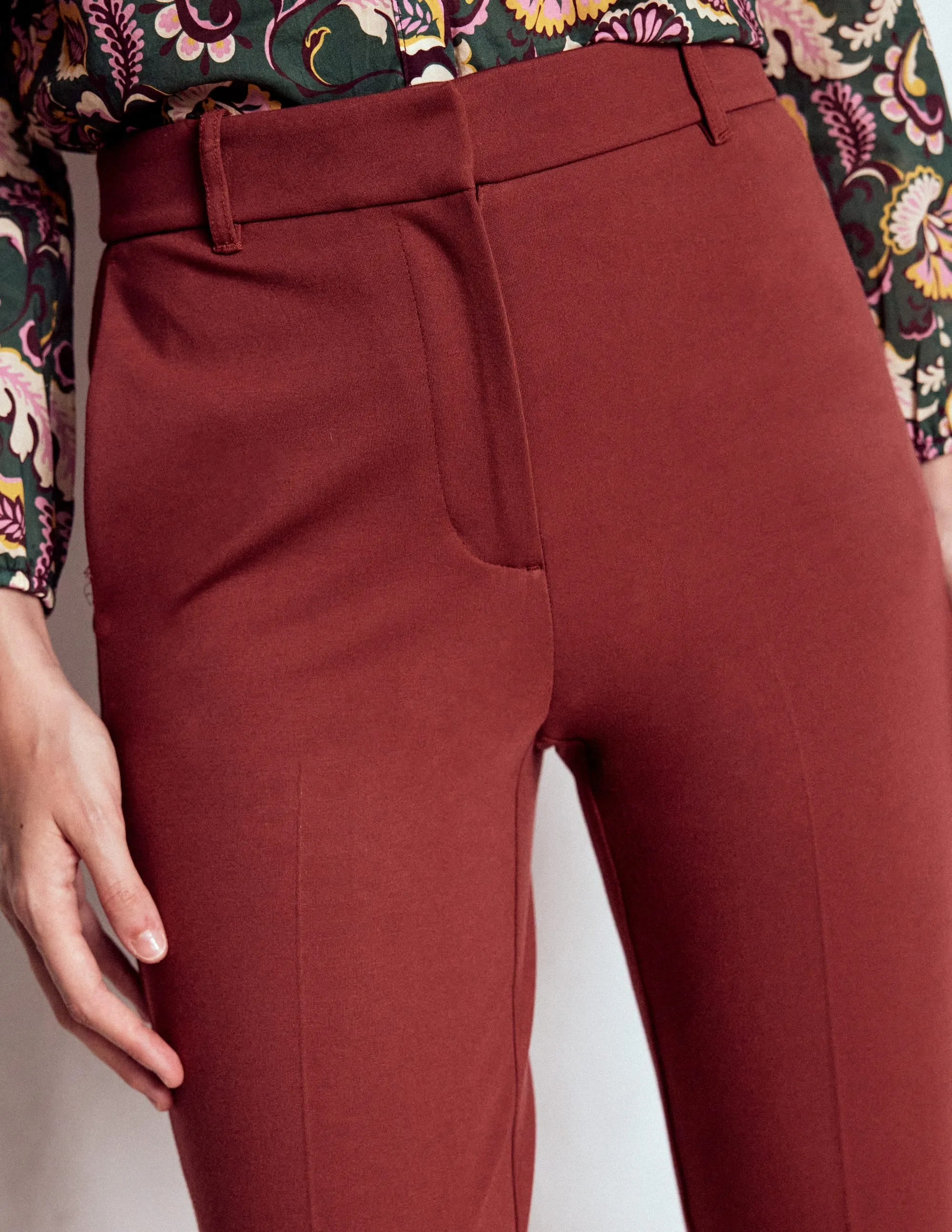 Quick drying material Highgate Ponte Trousers-Chestnut