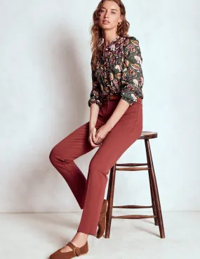 Highgate Ponte Trousers-Chestnut Recycled Polyester Blend Daily Style