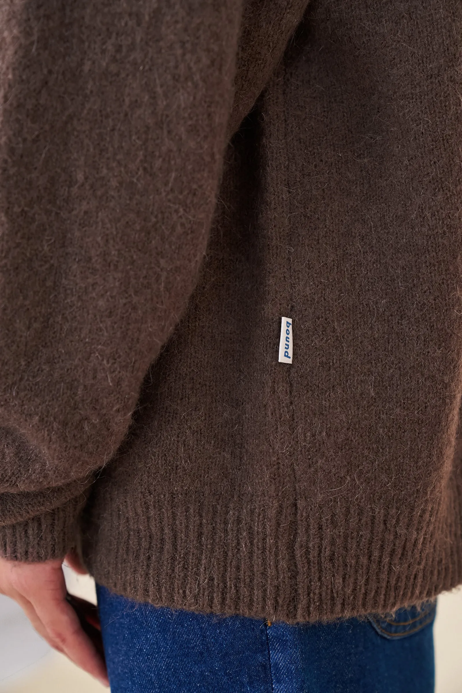 bound Baxter Mohair Blend Sweater - Walnut Brown Knit Design Comfortable apparel