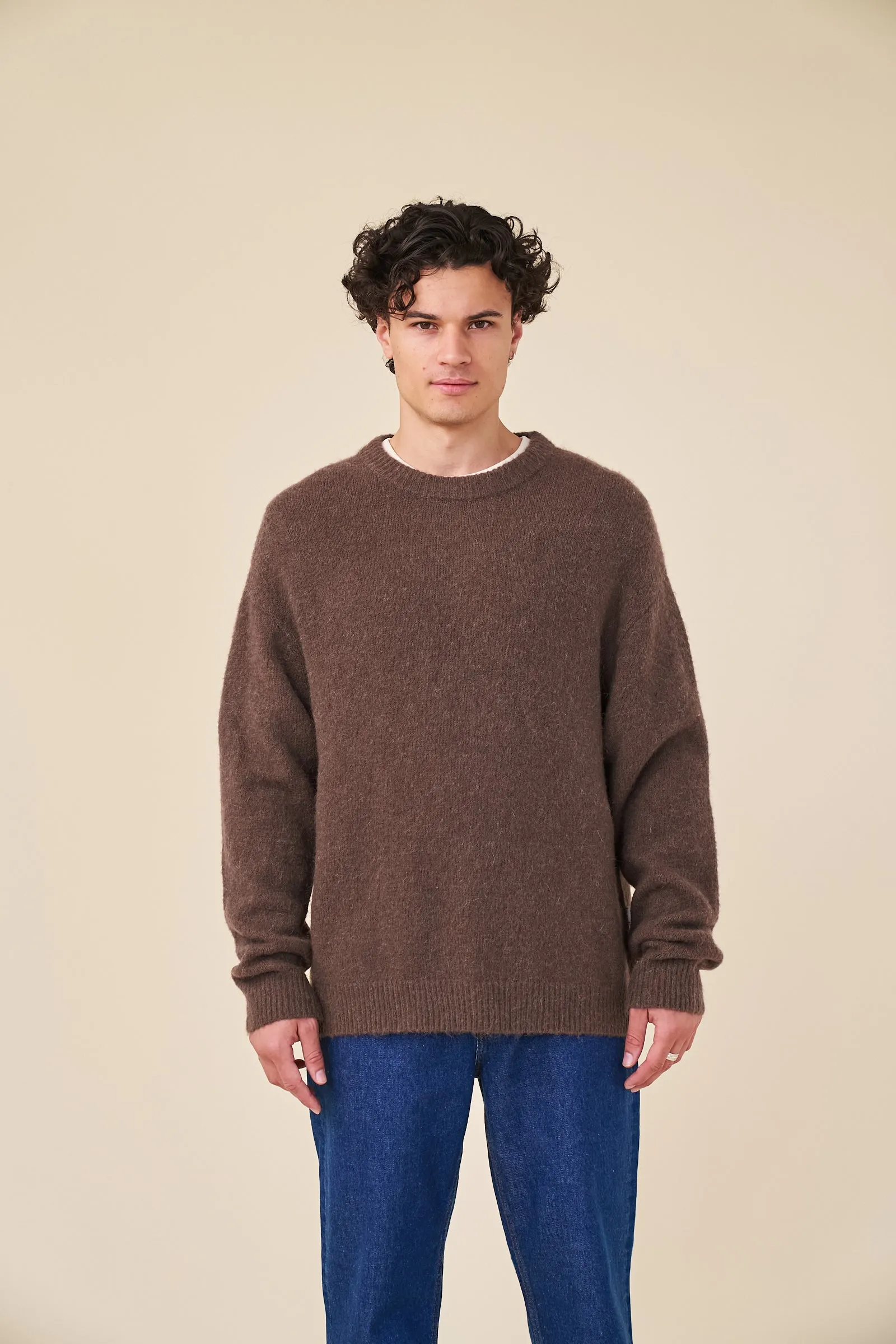 bound Baxter Mohair Blend Sweater - Walnut Brown Warm And Comfortable