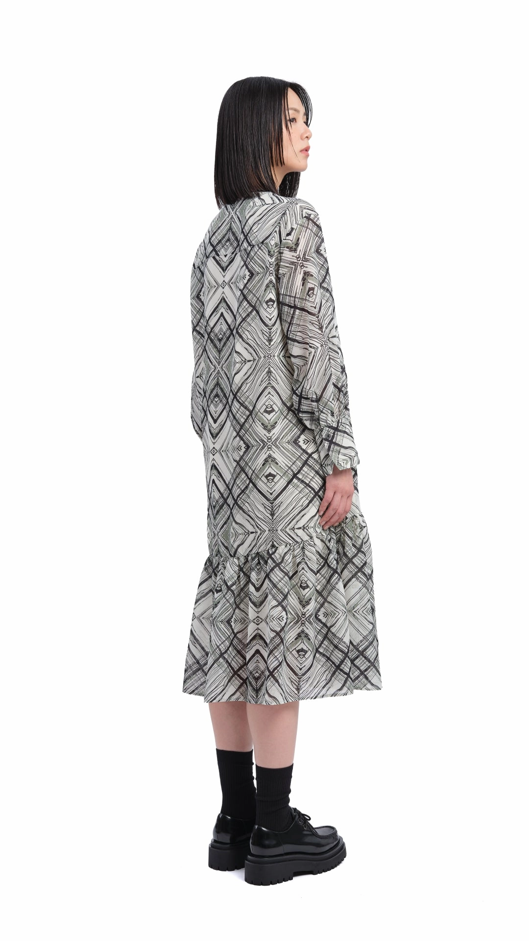 Light Drape Light Weight Handcrafted Checker Printed Shirt Dress