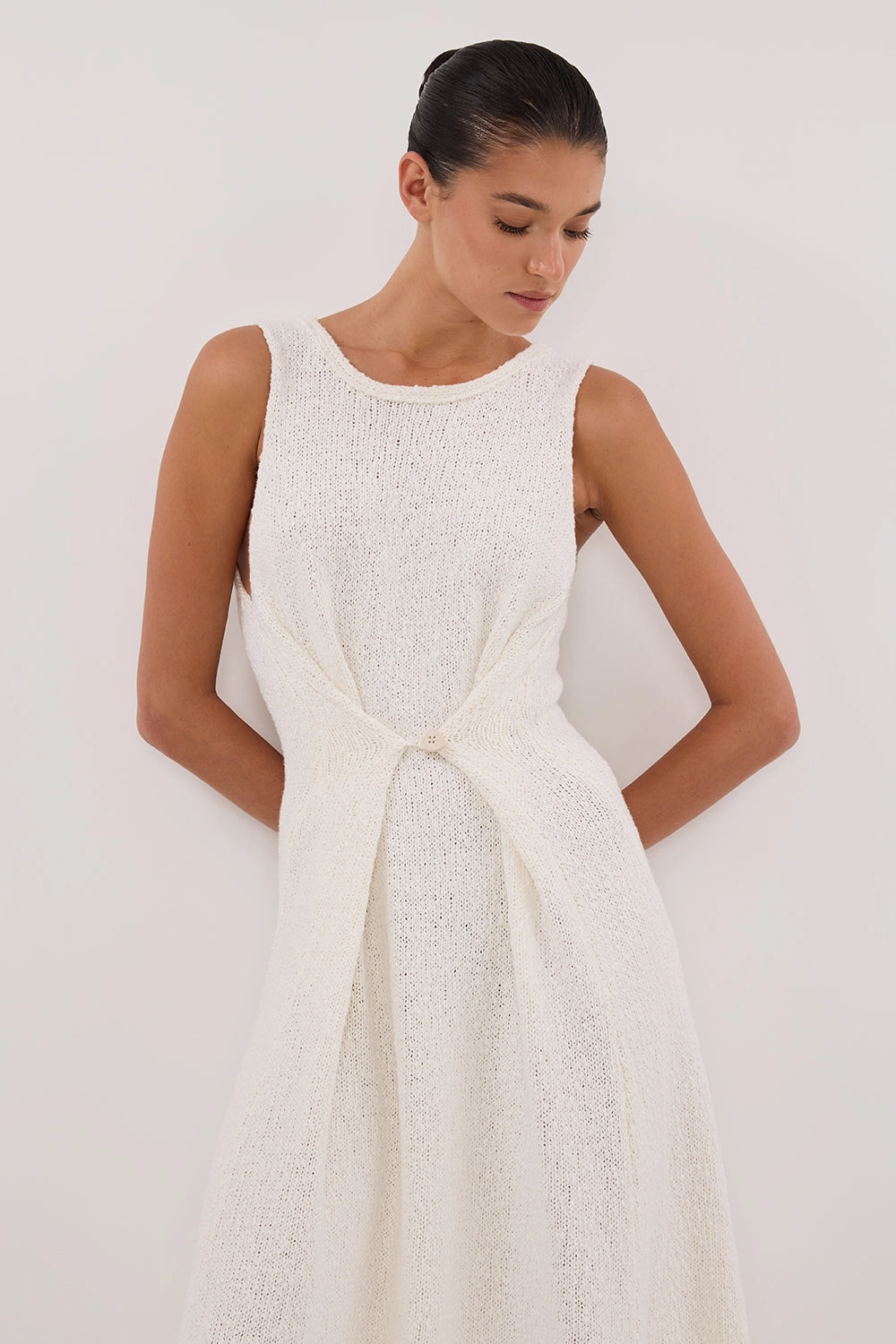 SUE OFF WHITE KNIT MAXI DRESS Soft Weave All Fit
