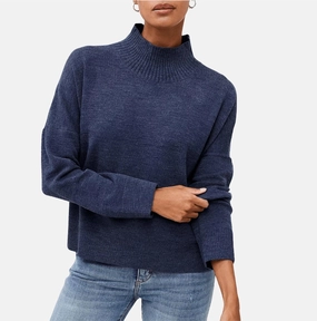 Knit Apparel Thermal Lining Babysoft High Neck Sweater In Navy