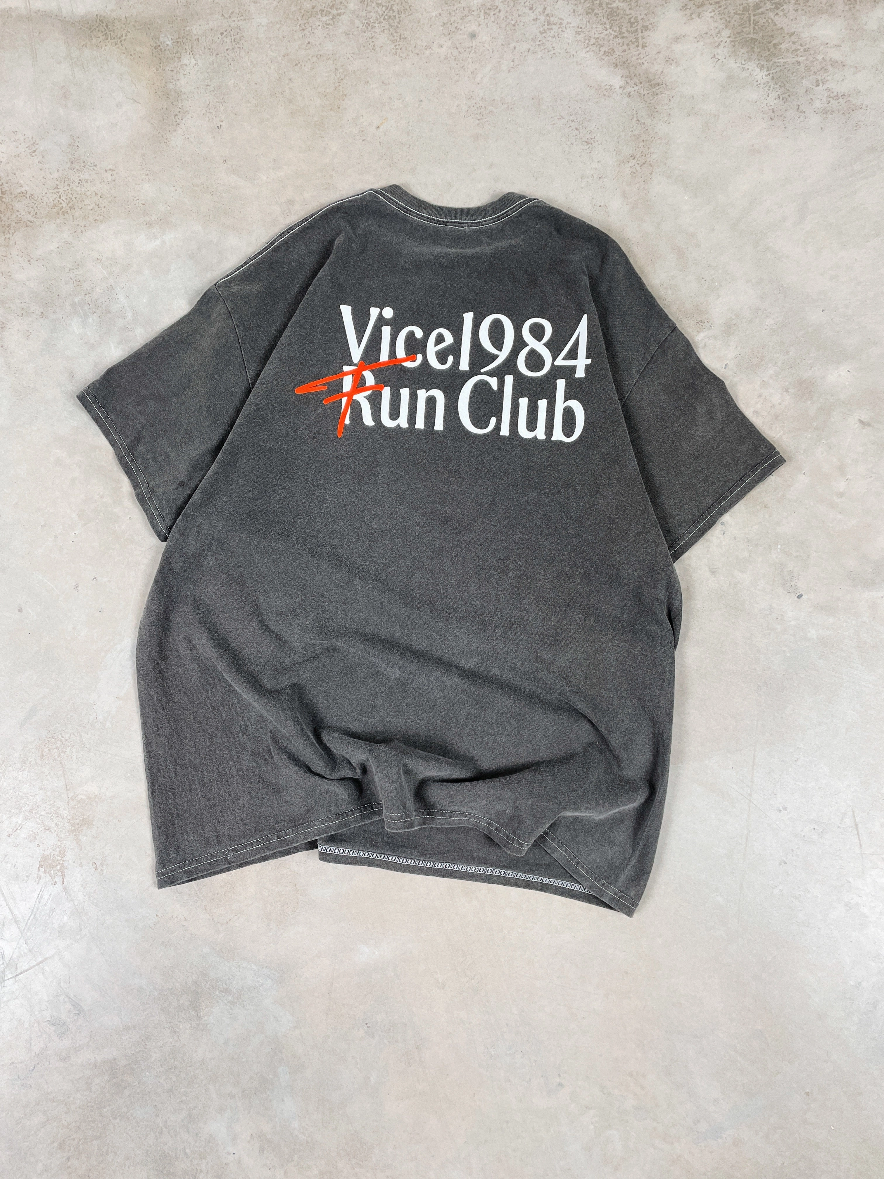 No Shrink Technology Trendy popularity Vice 84 'Fun Club' Vintage Washed Tee - Washed Black