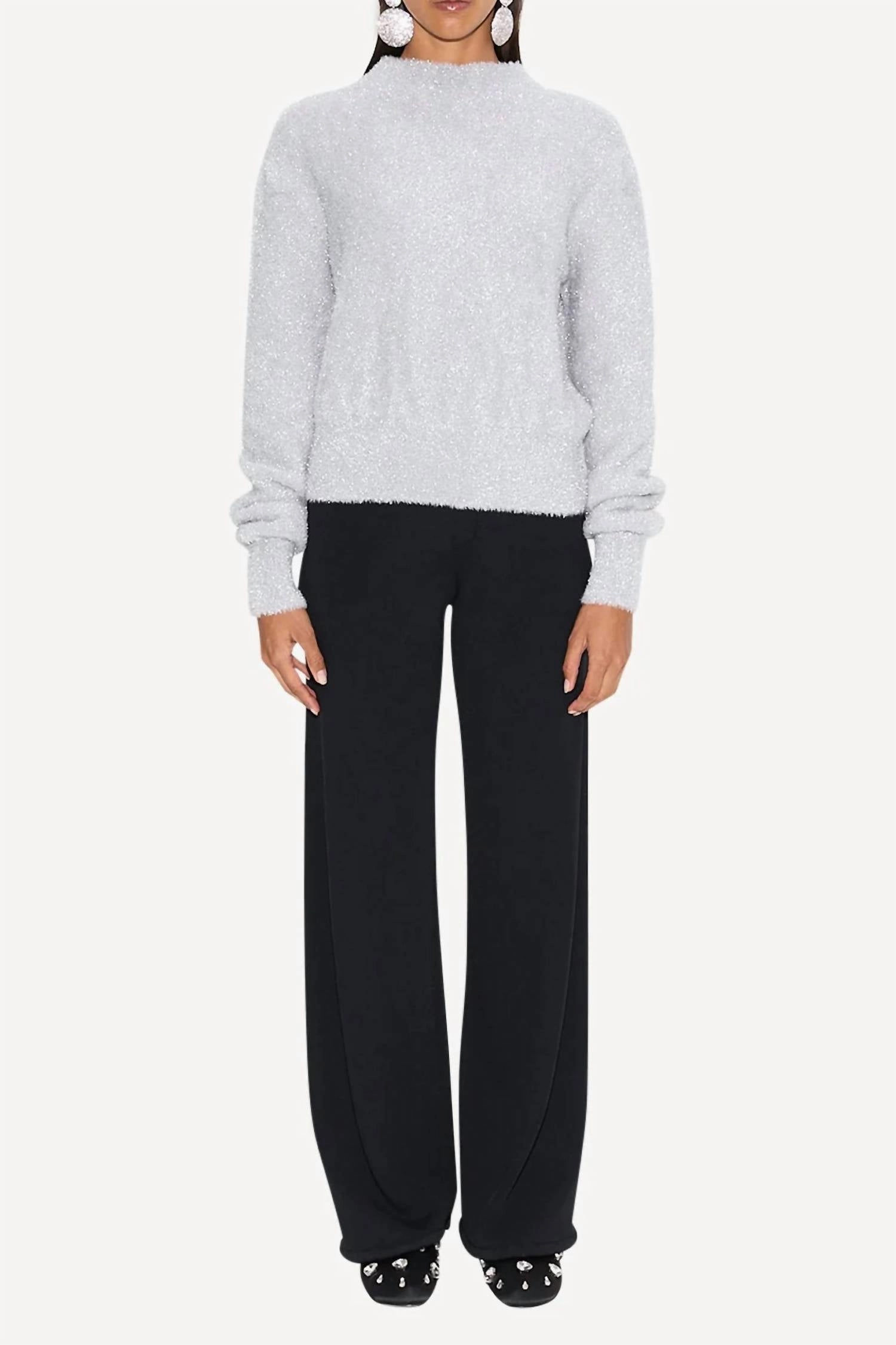 Oko Metallic Knit Sweater In Satellite Silver Everyday Layers