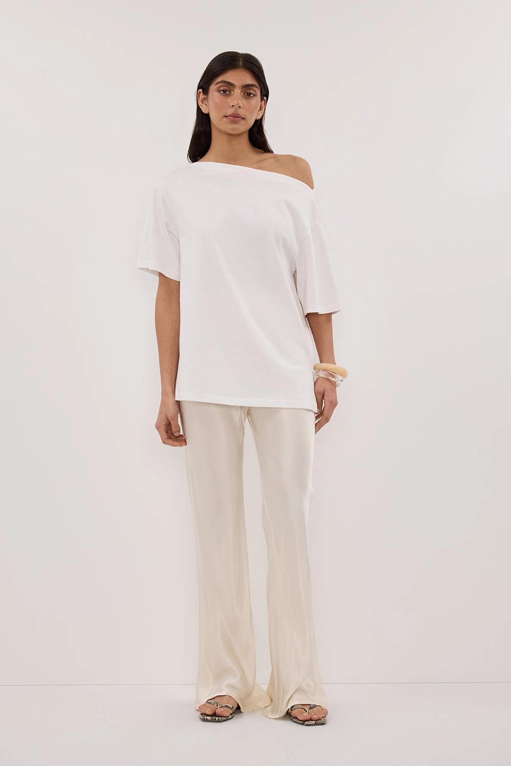 Easy Layer Sport Comfort Fit NIKKI CREAM SATIN BIAS PANT