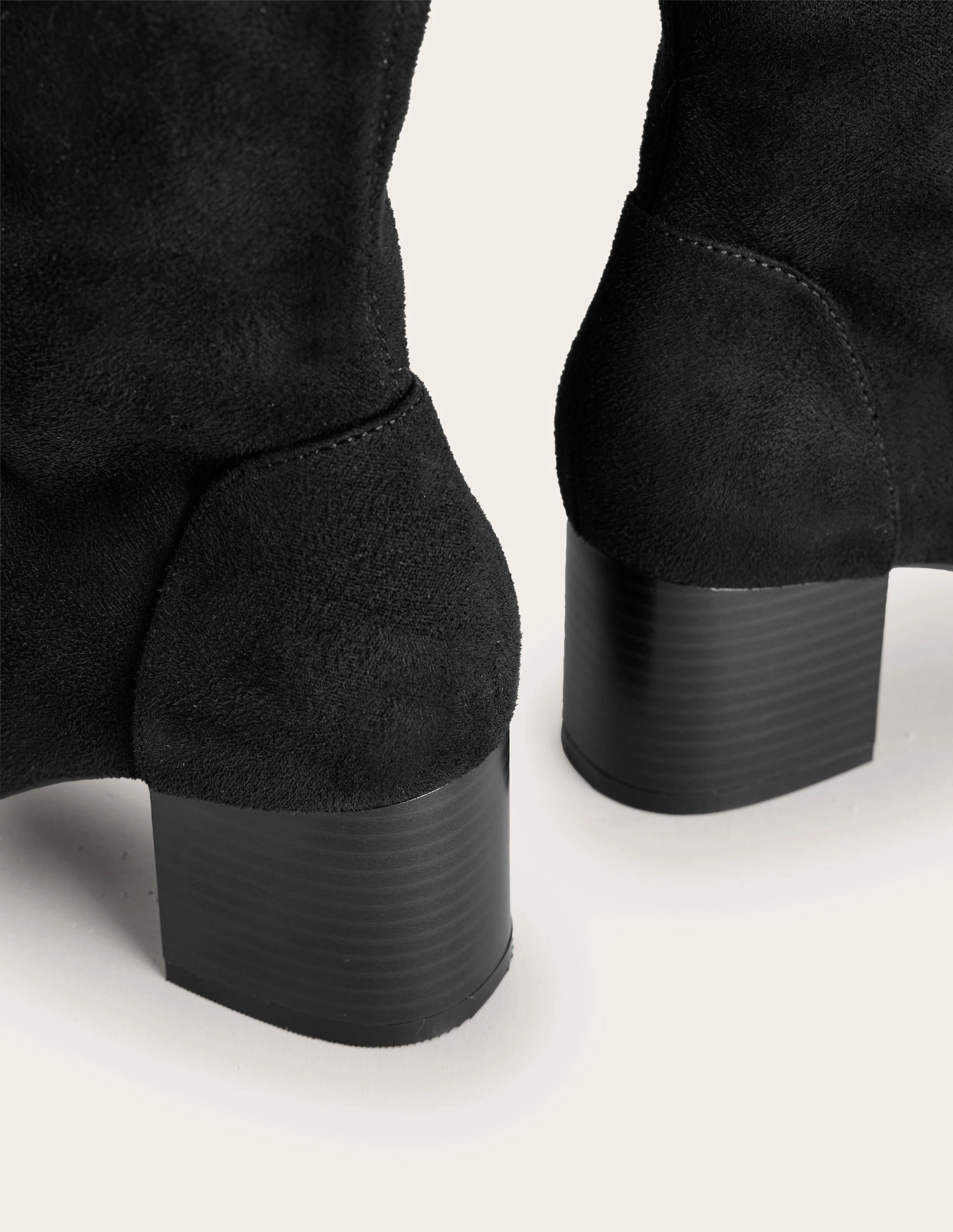 Stretch Knee Heel Boots-Black Traction Sole