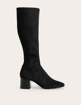 Stretch Knee Heel Boots-Black Slip Resistant Urban Traveler Moisture Wicking Fabric