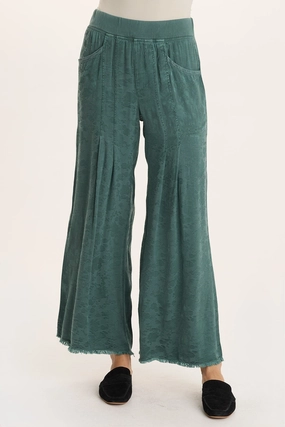 AdjustableWaistband FunctionalZipper Twaina Textured Satin Soft Volume Wide Leg Pant