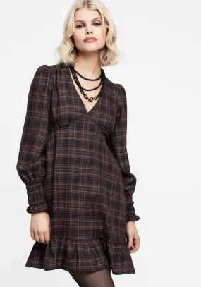 Embla Check Mini Smock Dress Belt Waist Quick Layer