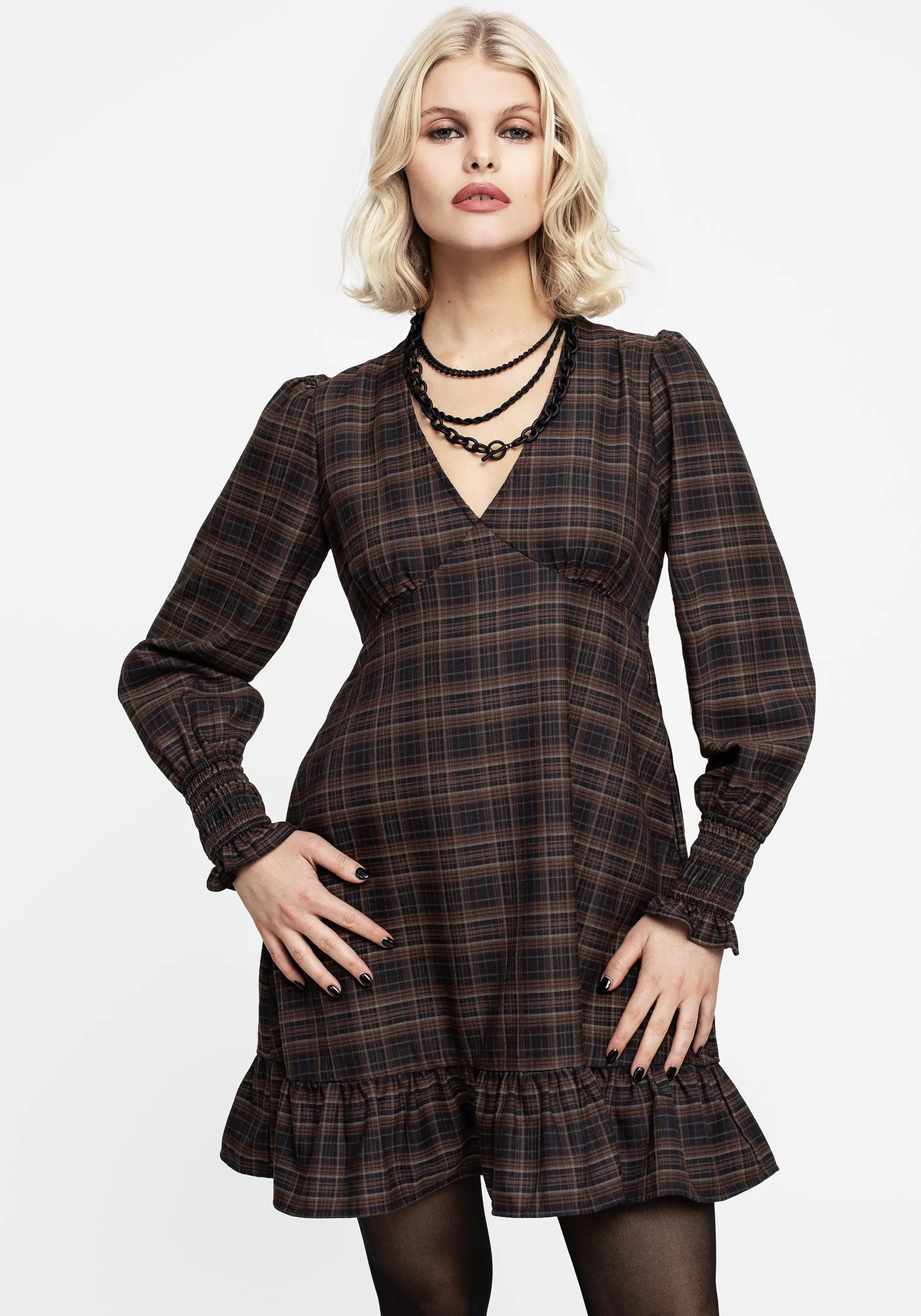Embla Check Mini Smock Dress Airy Fabric