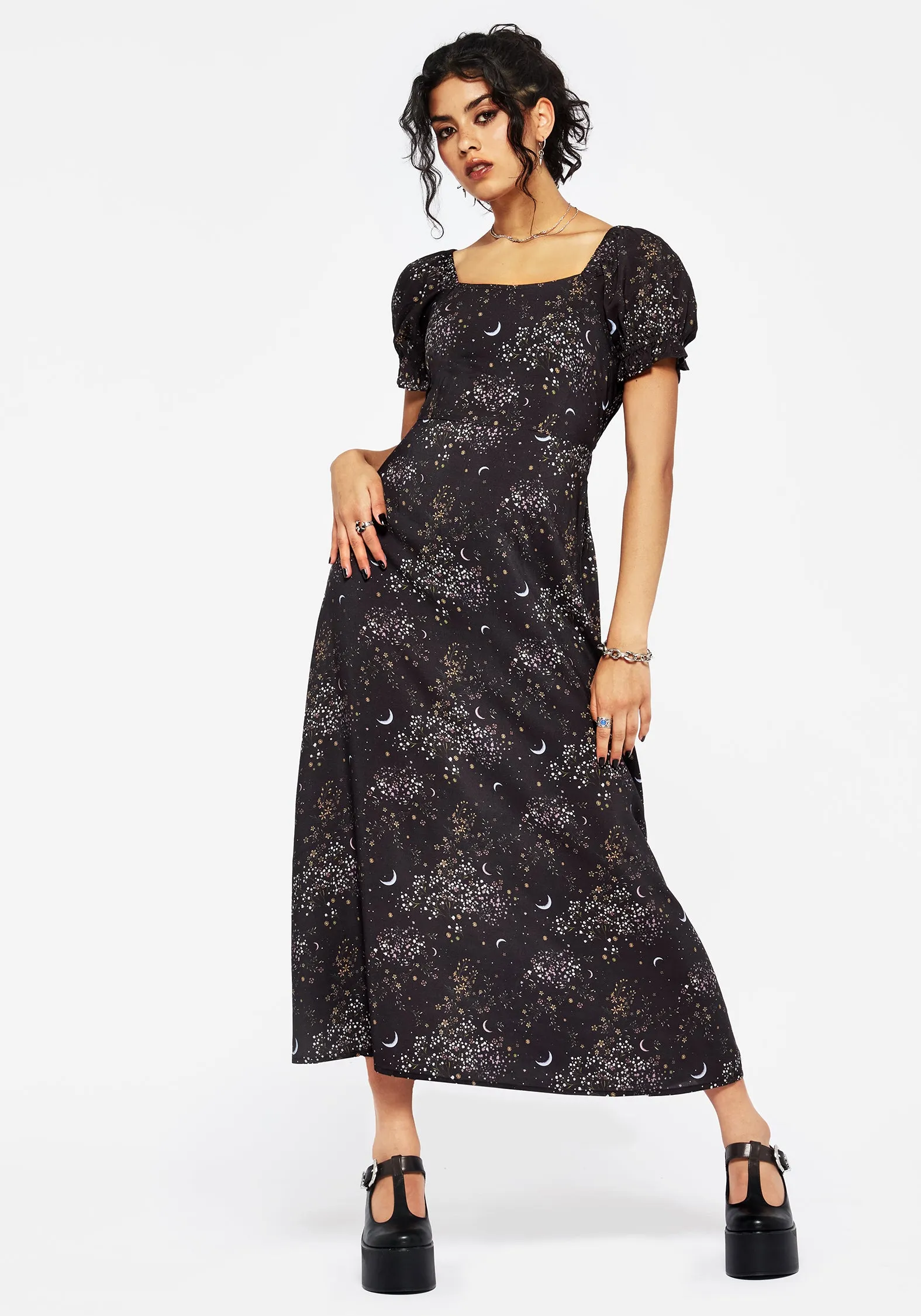 Peaseblossom Celestial Back Cut Out Midi Dress Pop Texture Rose Flush