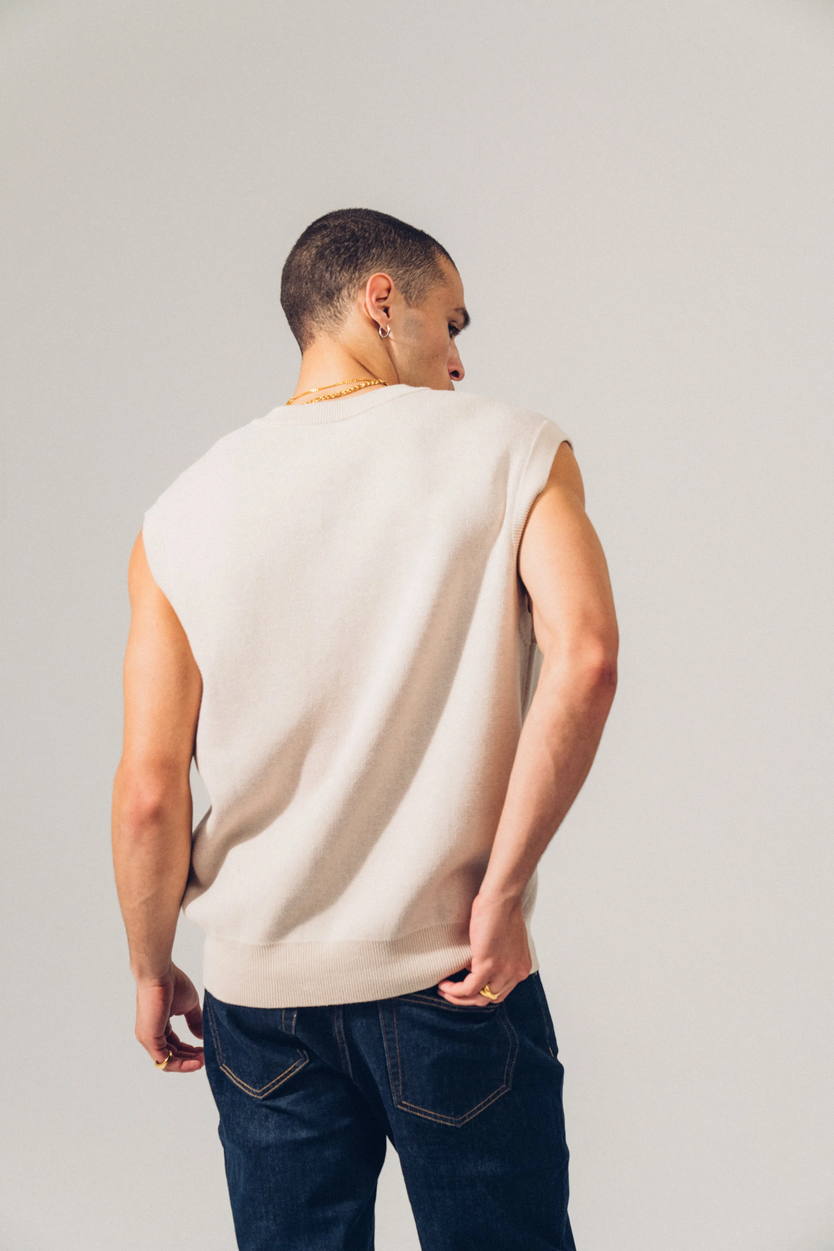 A Thousand Futures 'Tradition' Knit Vest - Beige Chilly Weather Wear