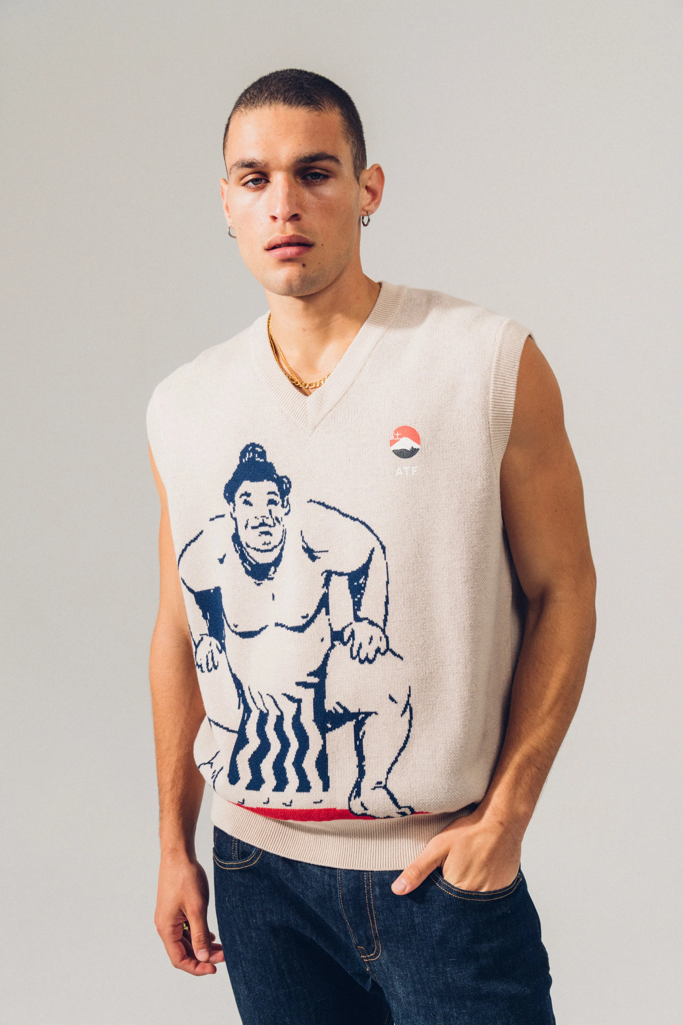 Fashion Ready A Thousand Futures 'Tradition' Knit Vest - Beige