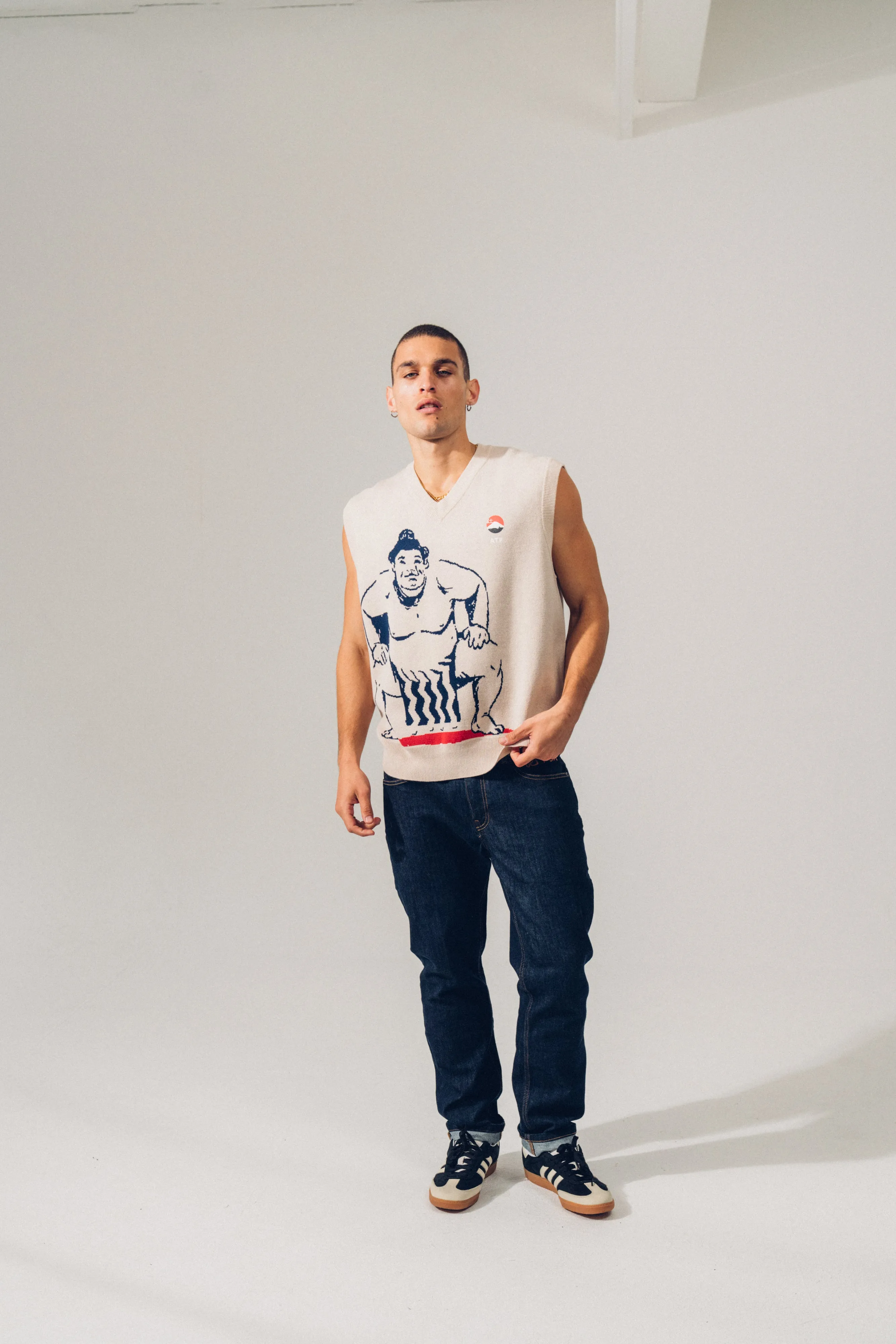 Sustainable Yarn A Thousand Futures 'Tradition' Knit Vest - Beige