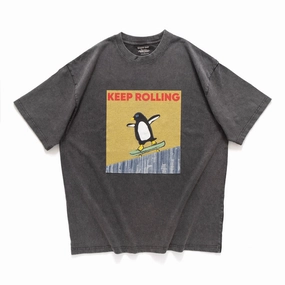 Flexible Ribbed Neckline (ZT1496) Keep Rolling Graphic Tee