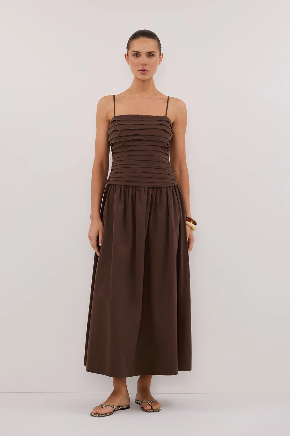QUINN BITTER CHOC COTTON MIDI DRESS Daily Comfort
