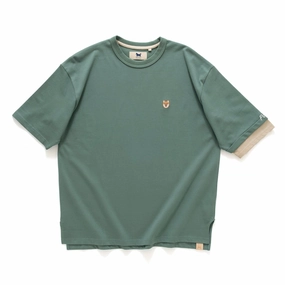 (TP1096) Roll Sleeve Embroidery Tee Soft and Light Wear Casual Wearable