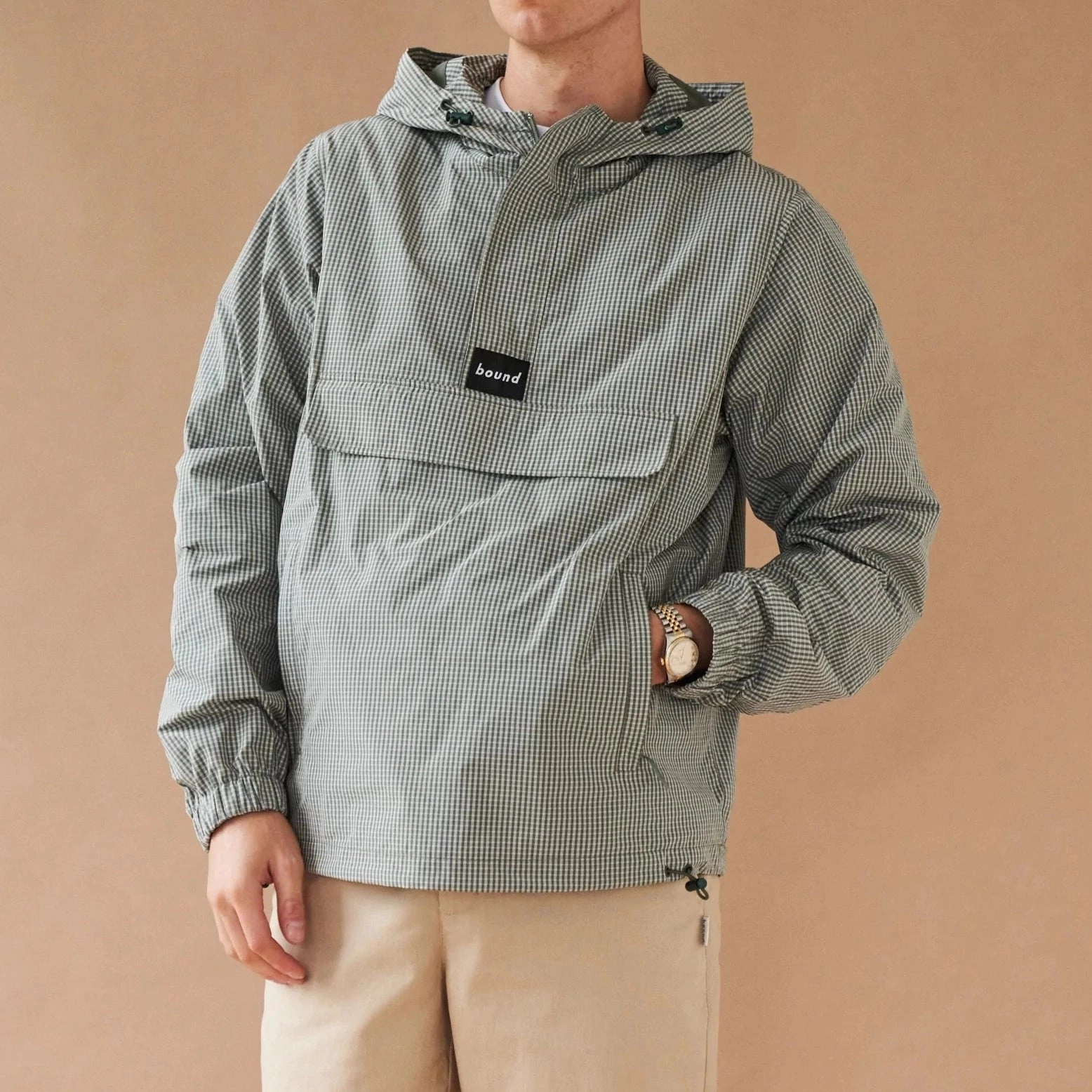 bound 'Hessle' Check Smock - Olive Green Sun Protection Fabric One Color