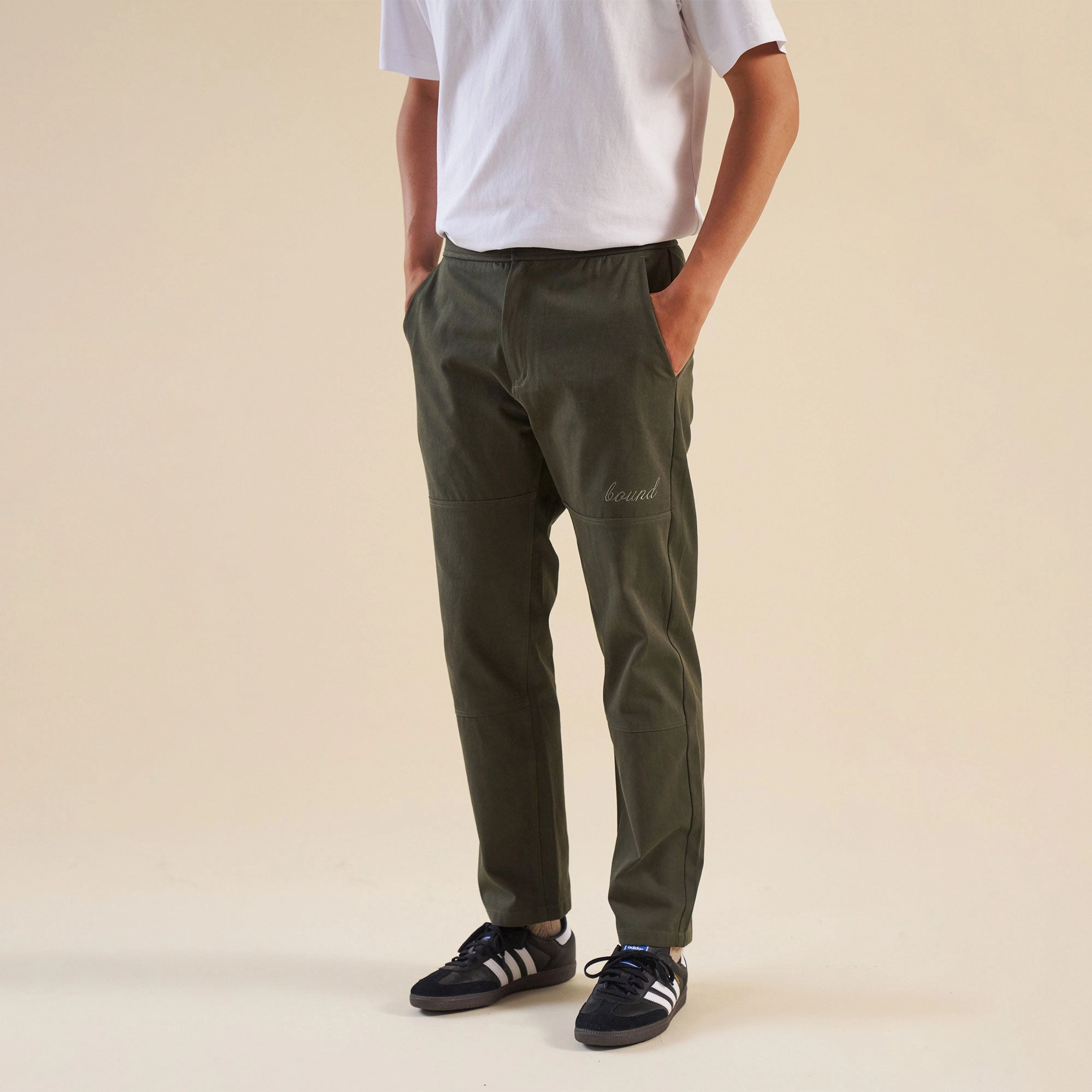 Breathable mesh bound Straight Work Pant - Khaki