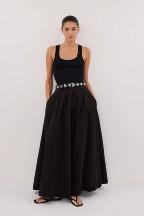 CONAGH BLACK POPLIN MIDI SKIRT Ethically Made Mix Culture
