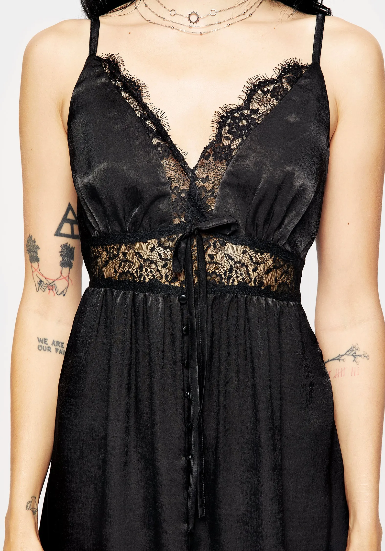 Conjure Satin Lace Trim Cami Midi Dress All-Occasion Wear