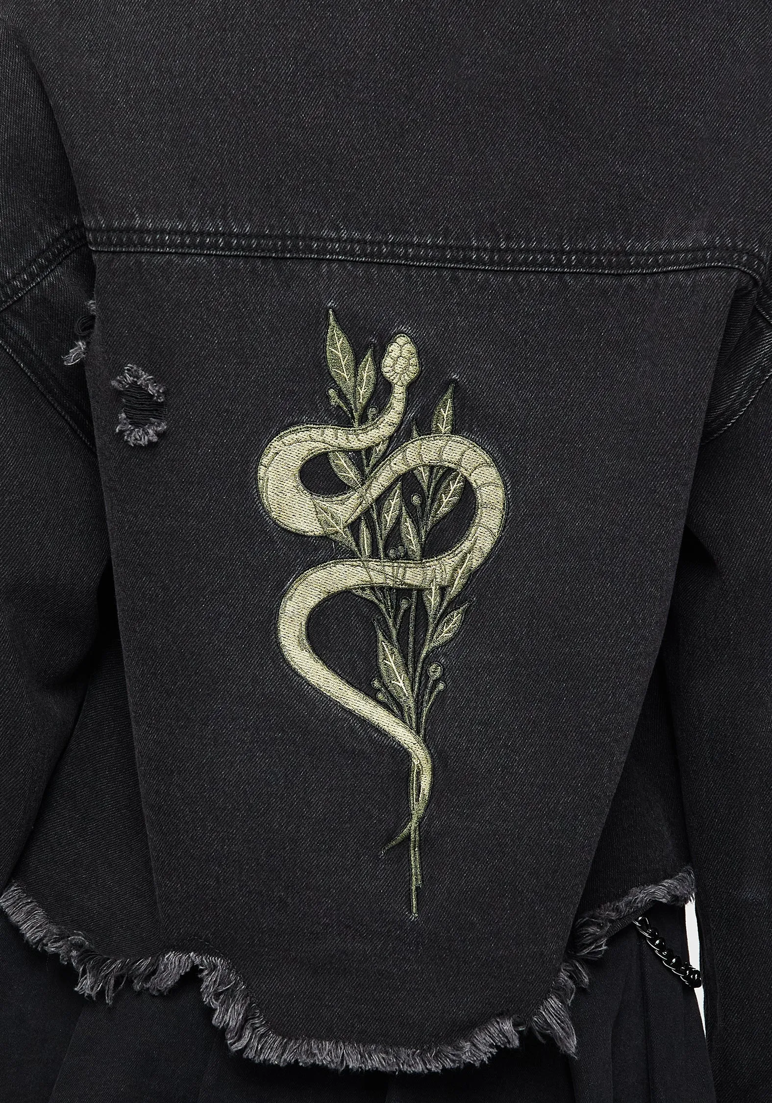 Heat Sealed Seams Nirah Embroidered Crop Denim Jacket