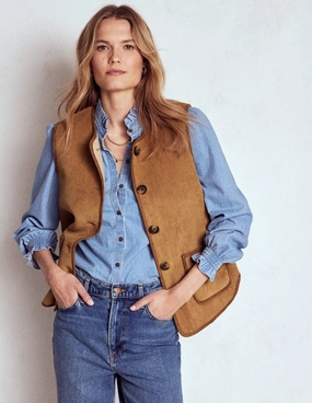 Easy Layering Clerkenwell Reversible Gilet-Hazelnut Brown, Natural
