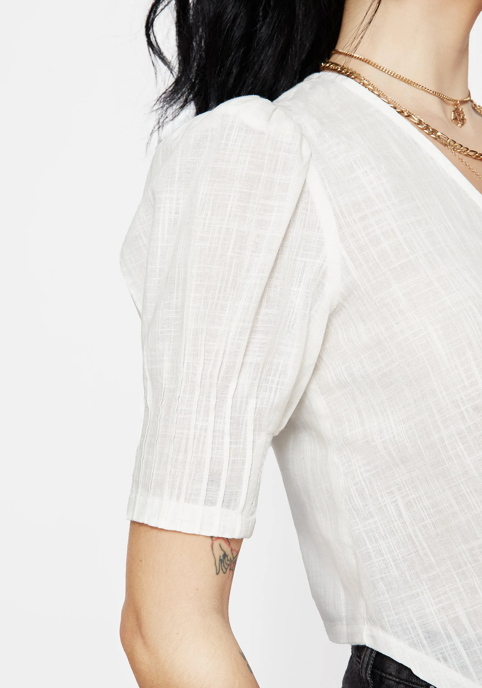 Parilia Cotton V Neck Blouse Top Sustainable fashion Patterned Texture