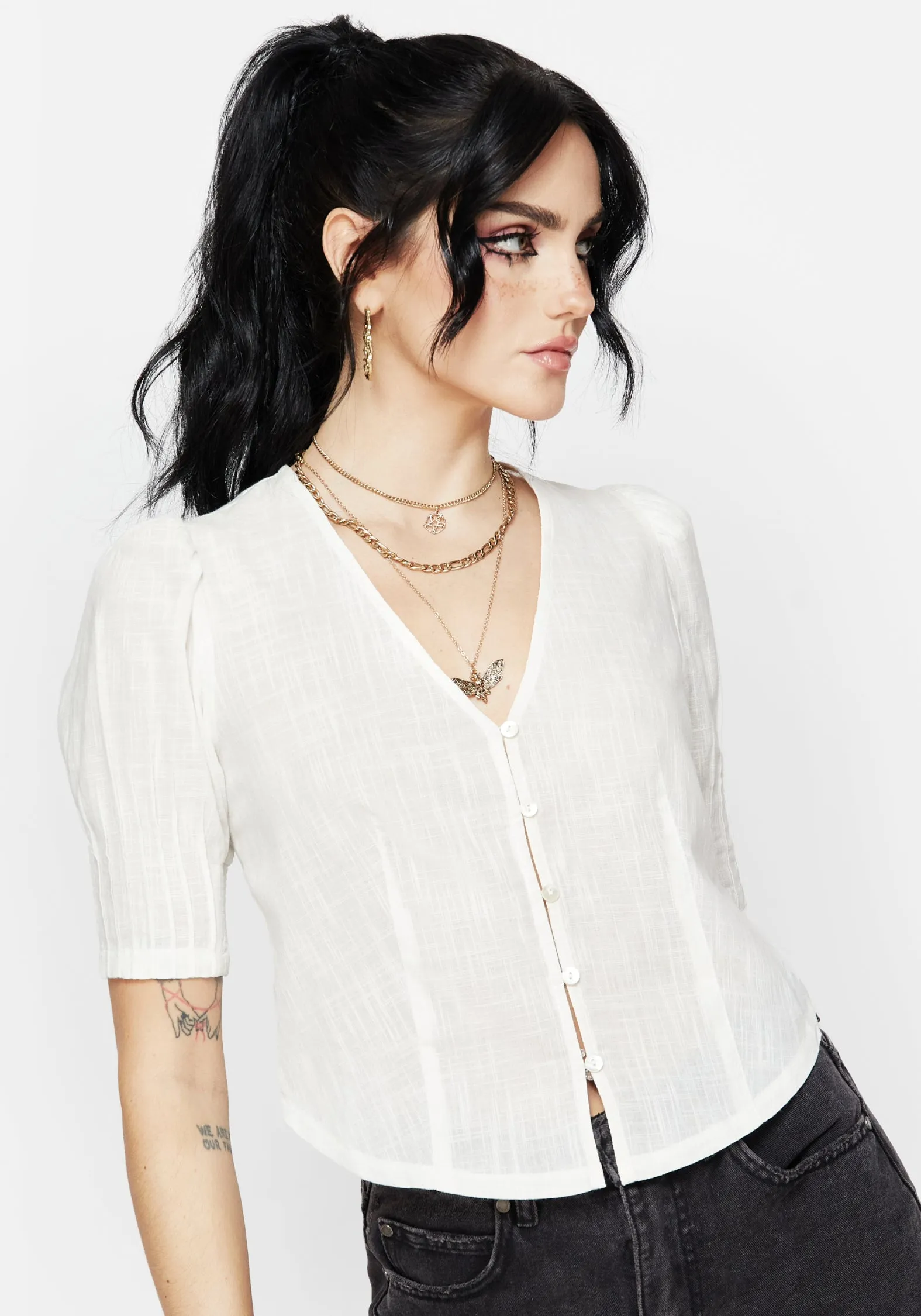Everyday Wear Parilia Cotton V Neck Blouse Top