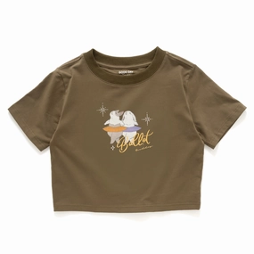 Plus size confidence (ZT1456) Ballet Rabbit Graphic Cropped Tee