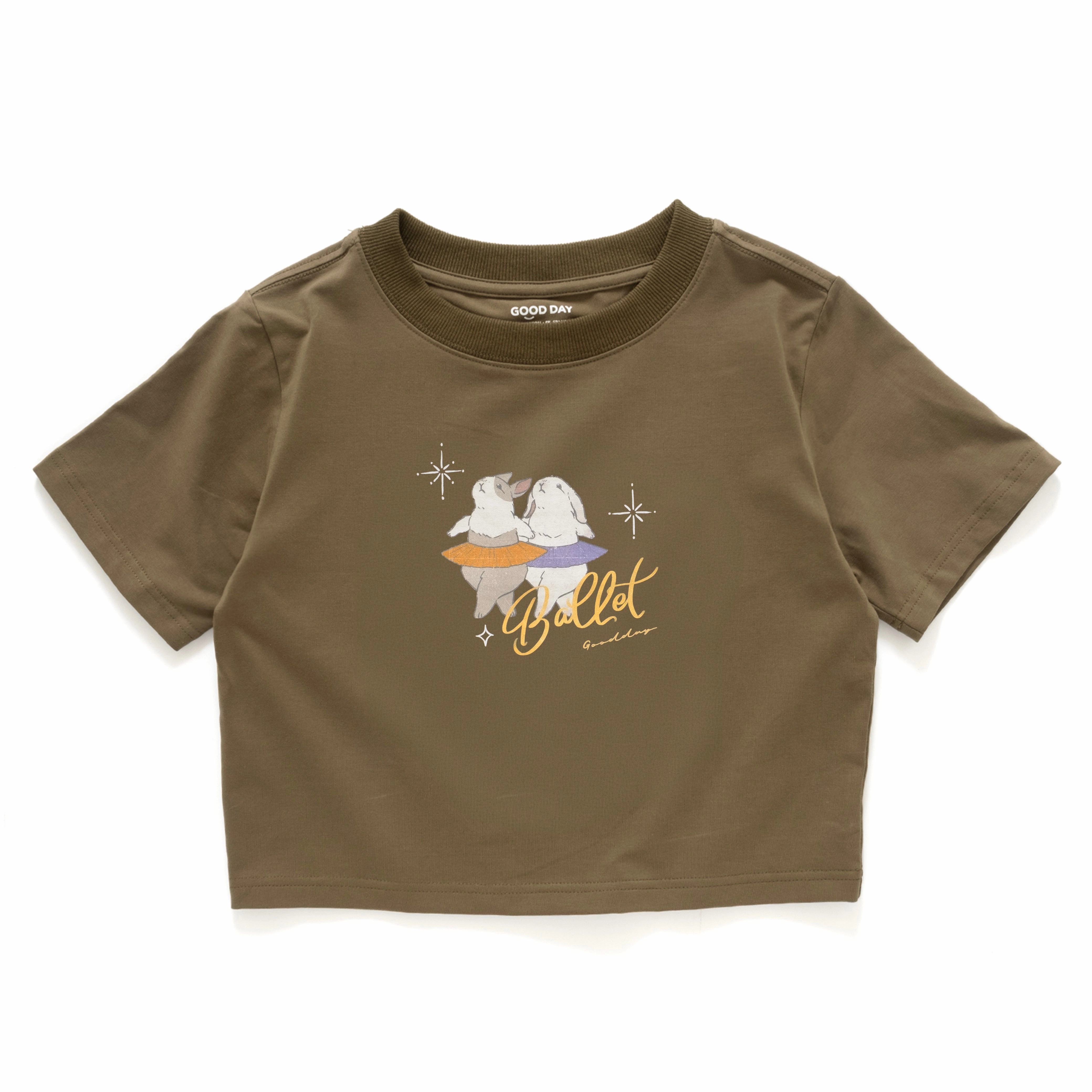Plus size confidence (ZT1456) Ballet Rabbit Graphic Cropped Tee