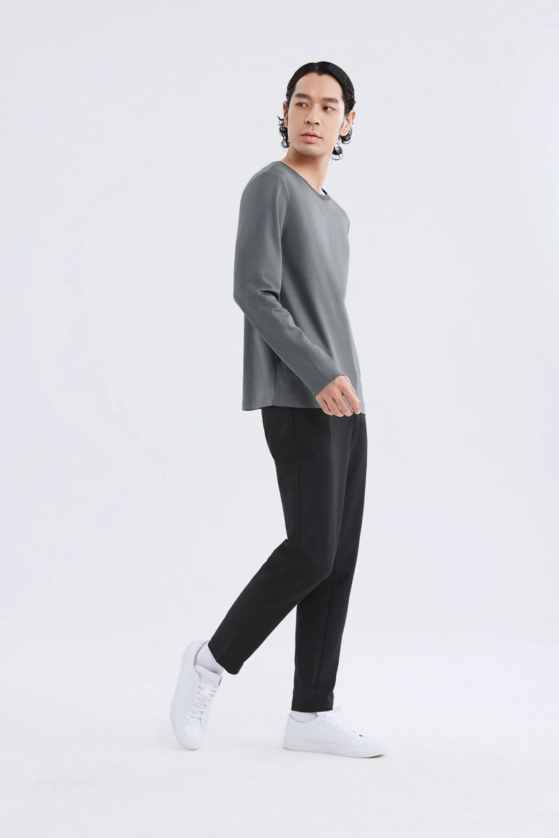 Waterless Dye Long Sleeve Crew Neck T-Shirt | Stone Grey GYYL01 Spring Wear