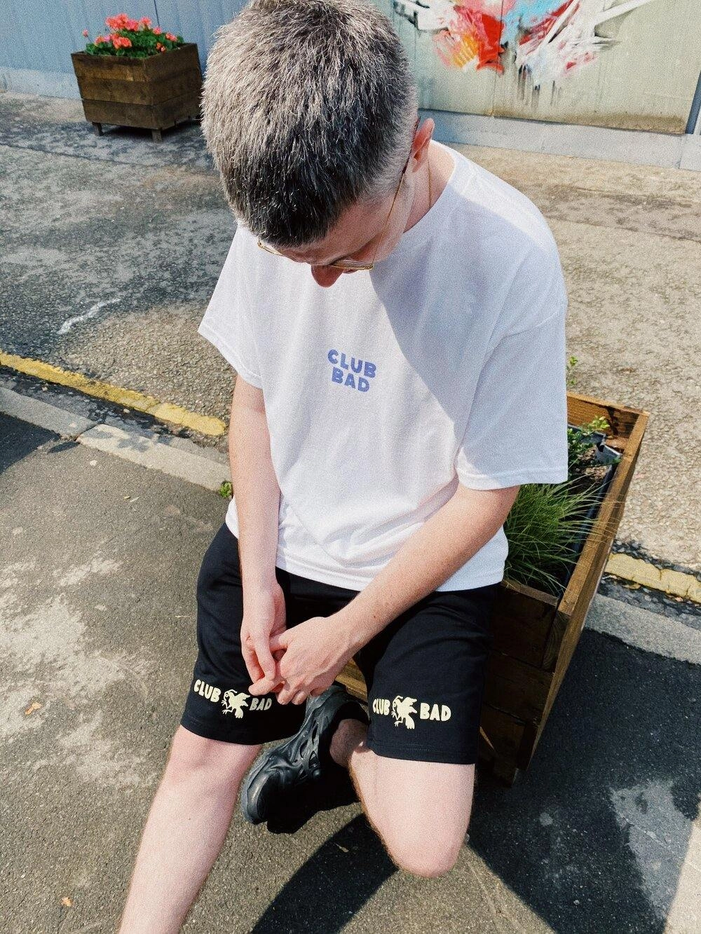 Mel?? x Club Bad 'Cool Cat' Tee - White Low Profile Collar